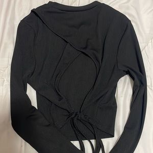 Black crop top with opening in back!
